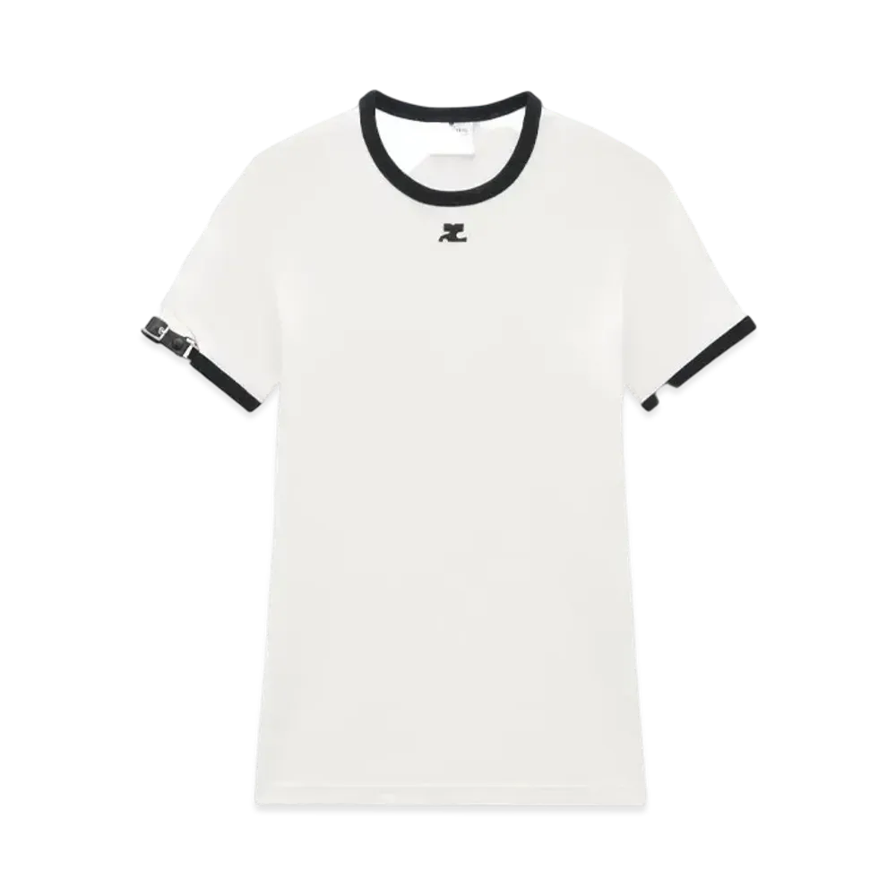 Courreges Buckle Contrast T-Shirt "White Heritage/Black"
