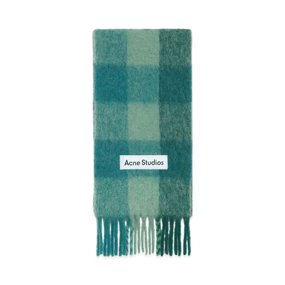 Acne Studios Mohair Check Scarf "Teal/Grey/Green"