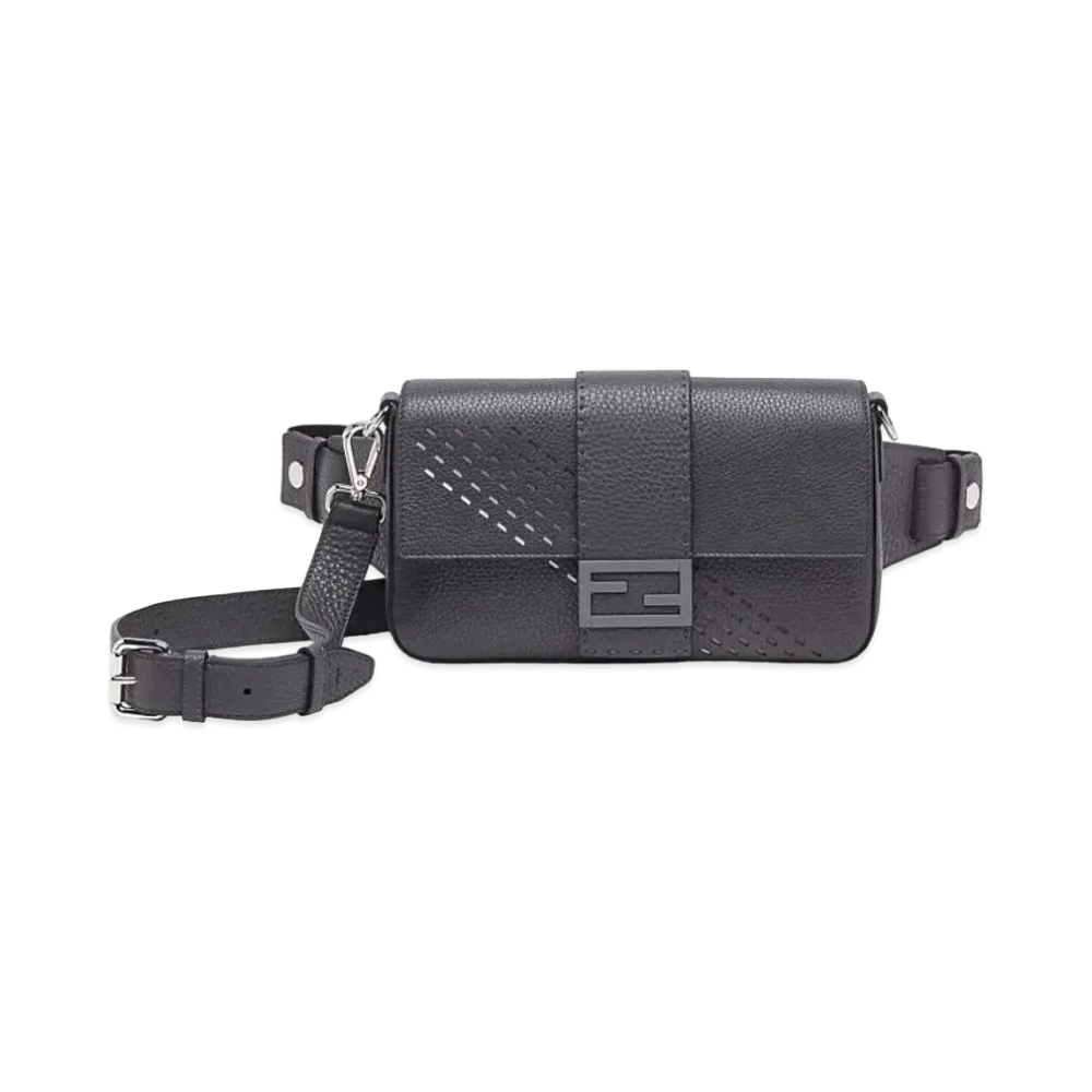 FENDI Calf Leather 2Way Shoulder Bag "Gray"