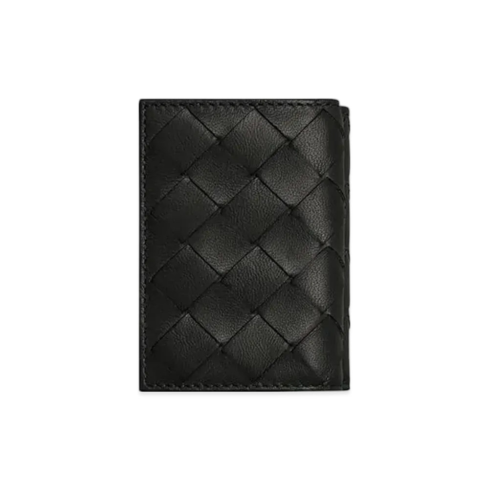 Bottega Veneta Intrecciato Tiny Tri-Fold Zip Wallet "Nero"