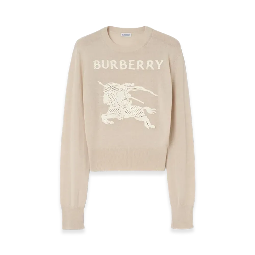 Burberry Women's EKD Cotton Wool Sweater "Easel Beige"