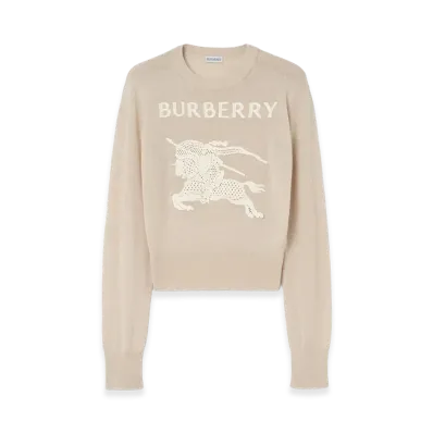 Burberry Women's EKD Cotton Wool Sweater "Easel Beige"