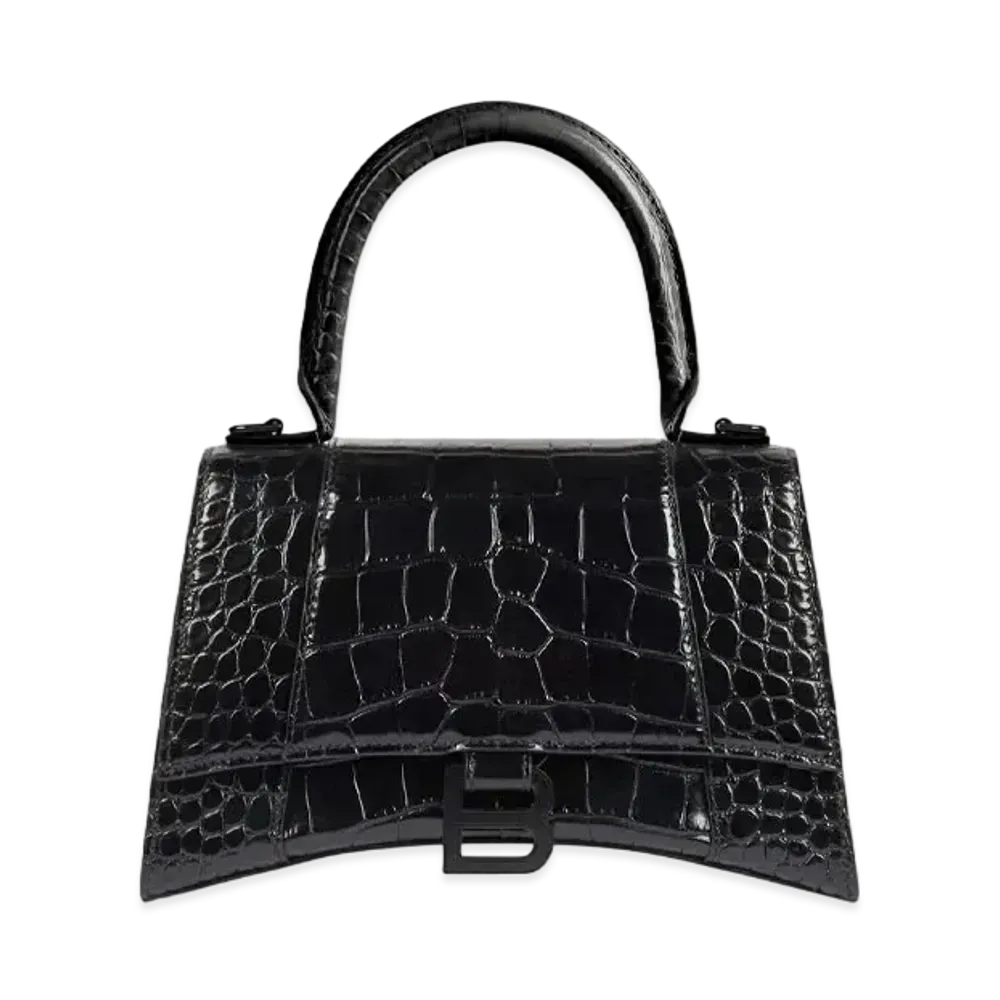BALENCIAGA Women's Hourglass Small Top Handle Bag "Black"