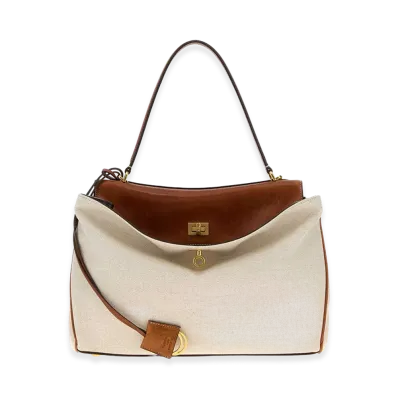BALENCIAGA Women's Canvas Medium Rodeo Handbag "Sand Beige"
