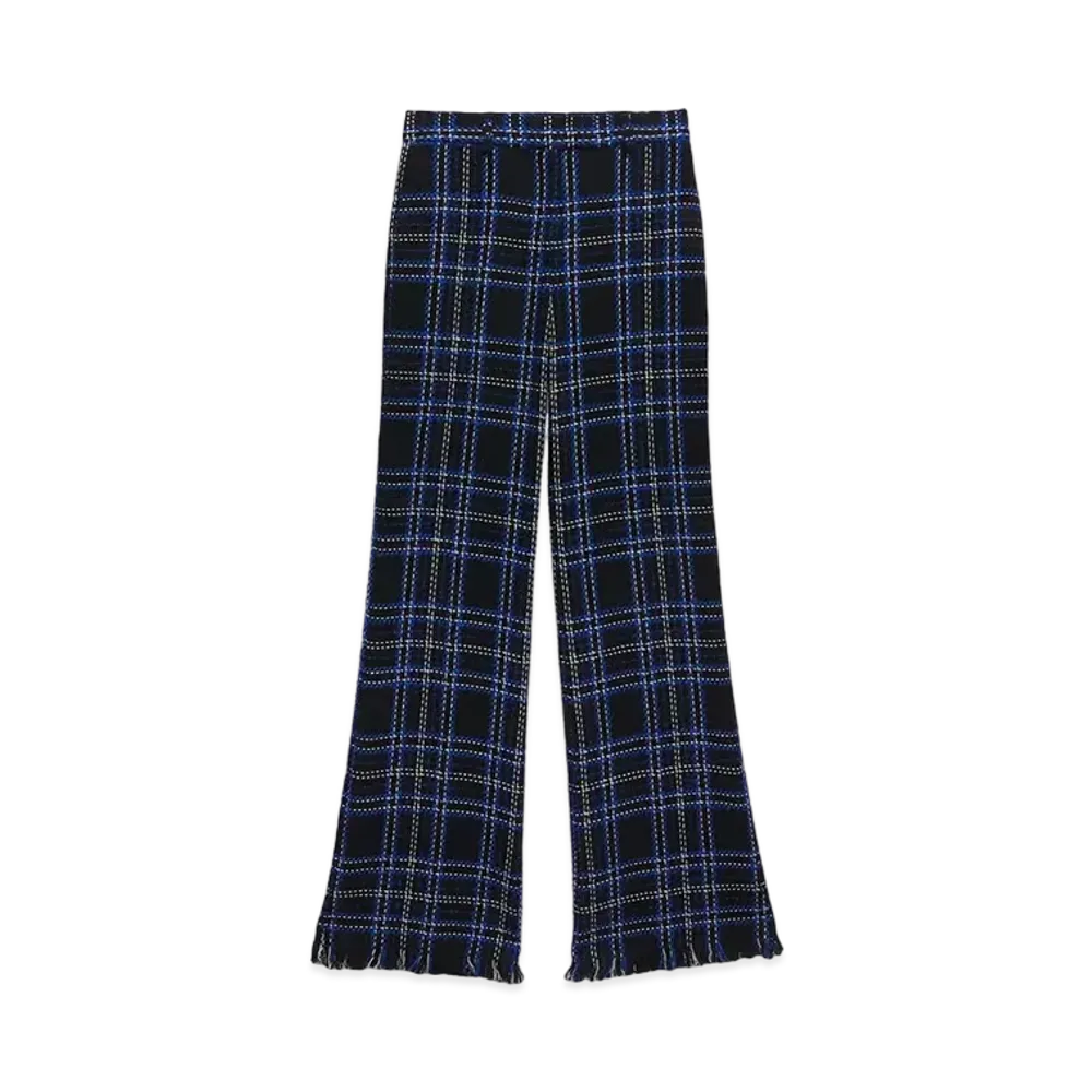 MSGM Tweed Maxi Check Pants "Blue"
