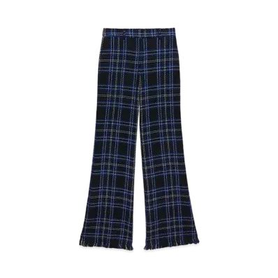 MSGM Tweed Maxi Check Pants "Blue"