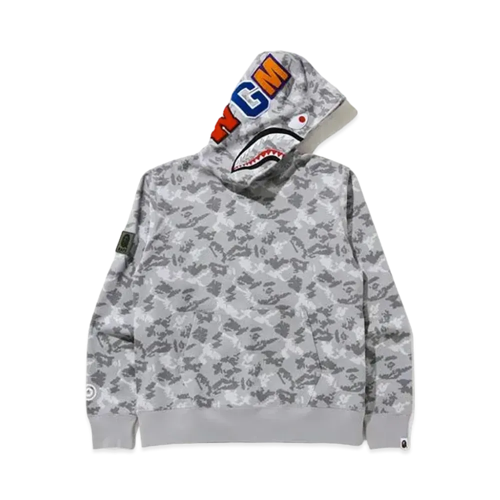 A BATHING APE Digital Camo Shark Wide Pullover Hoodie "Grey"