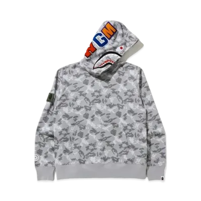 A BATHING APE Digital Camo Shark Wide Pullover Hoodie "Grey"