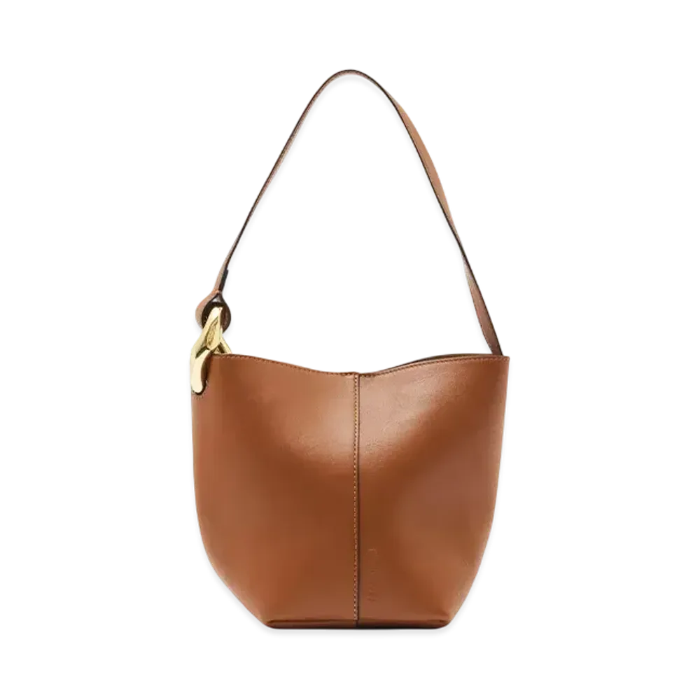 JW ANDERSON Small Corner Bucket Leather Bag "Brown"