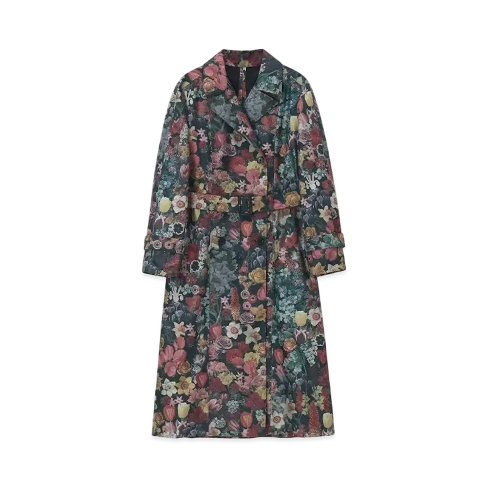 Paul Smith Women's Collage Floral Dark Wash Trench Coat "Black"