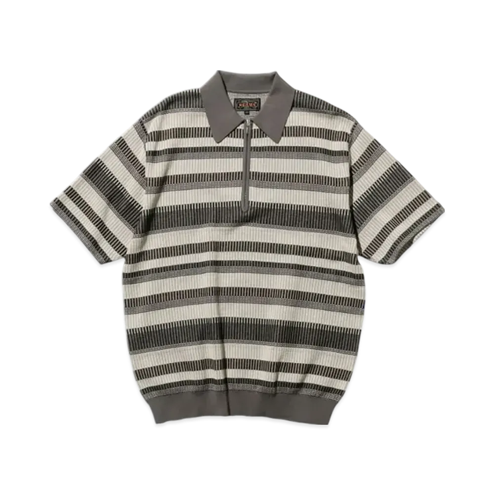 BEAMS Half Zip Knit Polo "Gray"