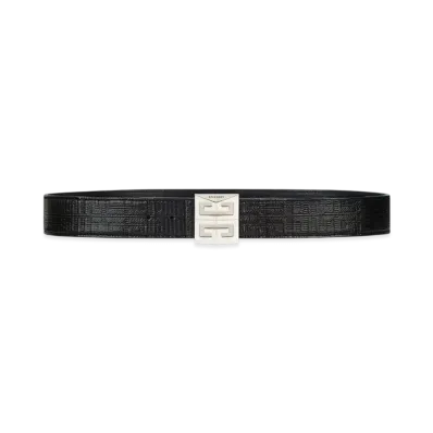 GIVENCHY 4G Reversible Belt In Leather and 4G Coated Canvas "Black"