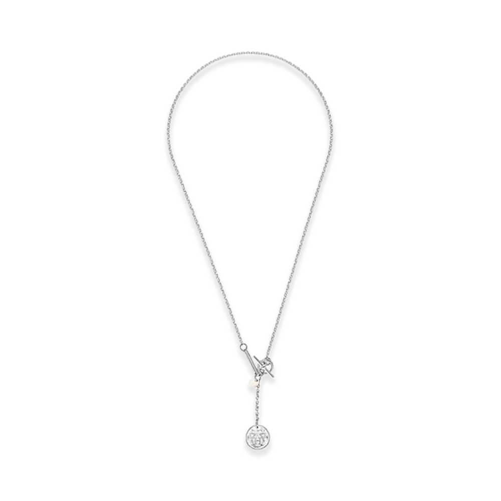 Hermes Ex-Libris Pendant Necklace "Silver/Rose Gold"