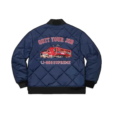 Supreme Quit Your Job Quilted Work Jacket "Blue"