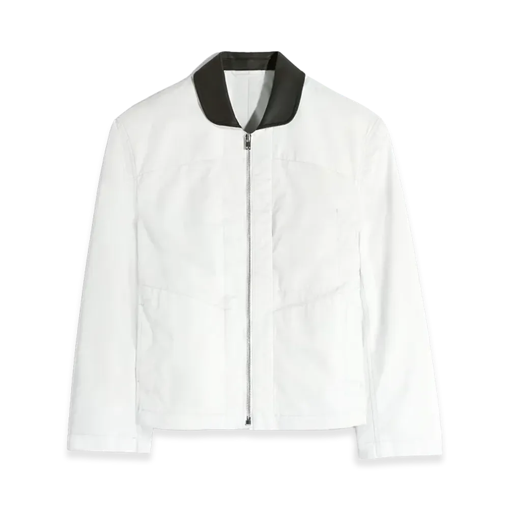 LEMAIRE Women's Cotton Twill Leather Collar Blouson "Rice Powder"