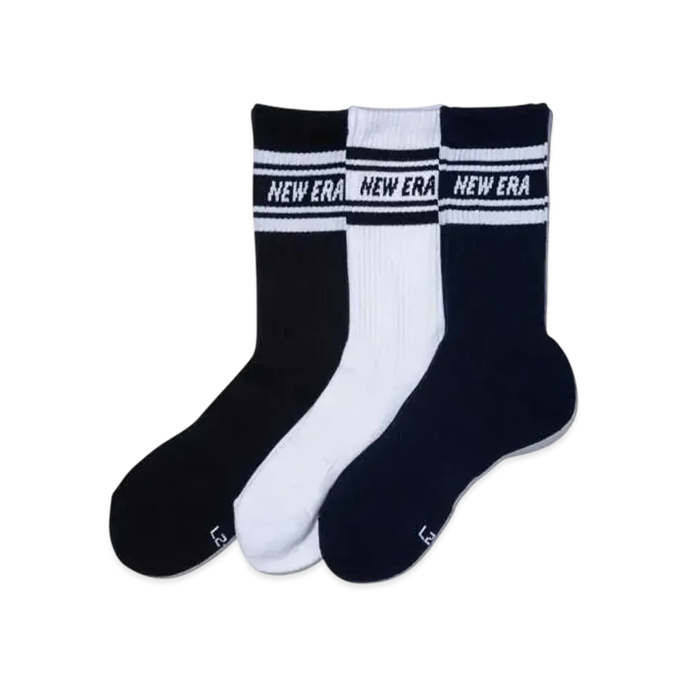 NEW ERA Socks Crew 3 Pair Line "Black/Navy/White"