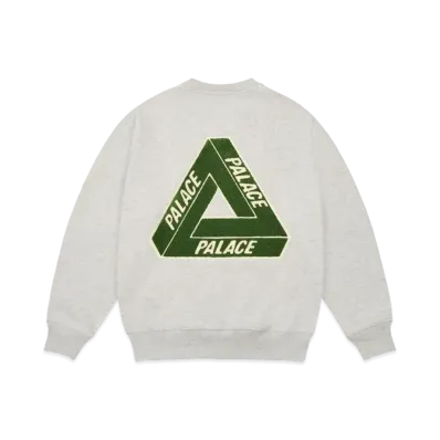 PALACE Chenille Tri-Ferg Crew "Grey Marl"