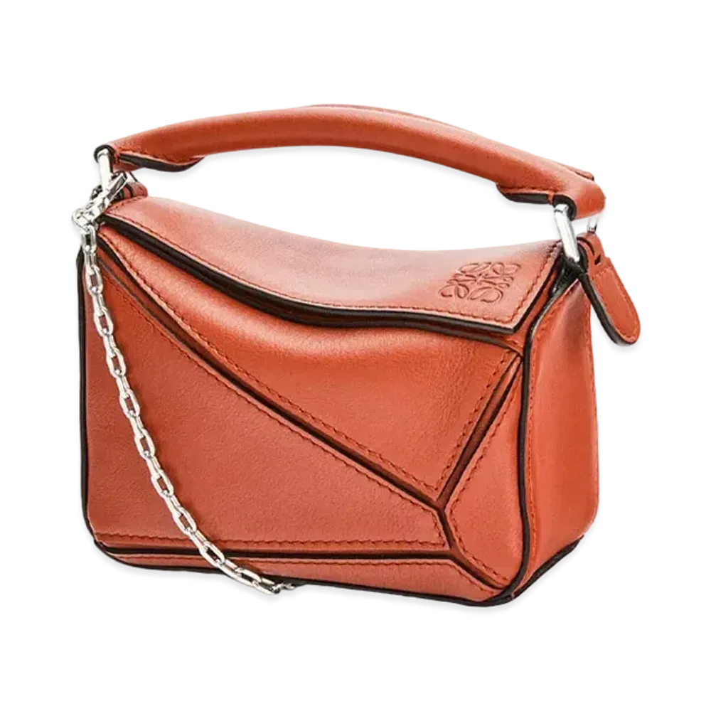 LOEWE Nano Puzzle Bag In Classic Calfskin "Vermillion"