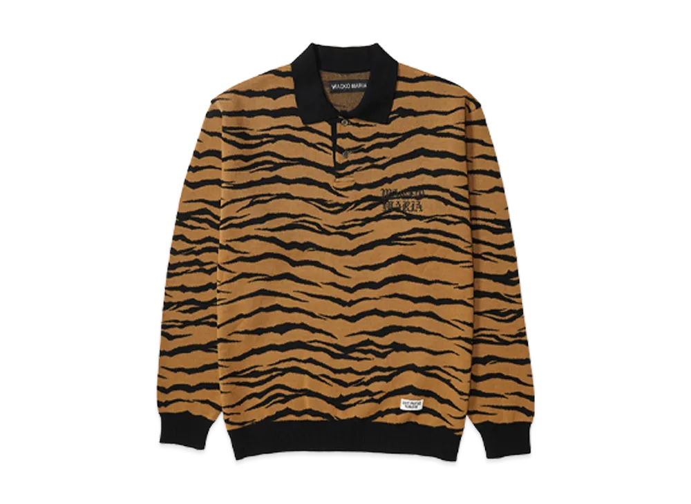 WACKO MARIA Jacquard Knit Polo Shirt "Brown"