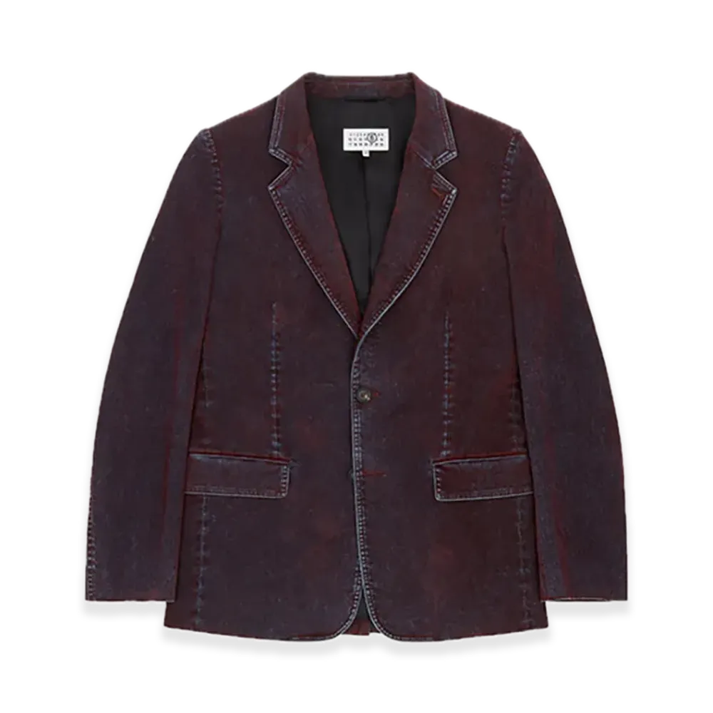 MM6 Maison Margiela Flocked Denim Suit Jacket "Bordeaux"