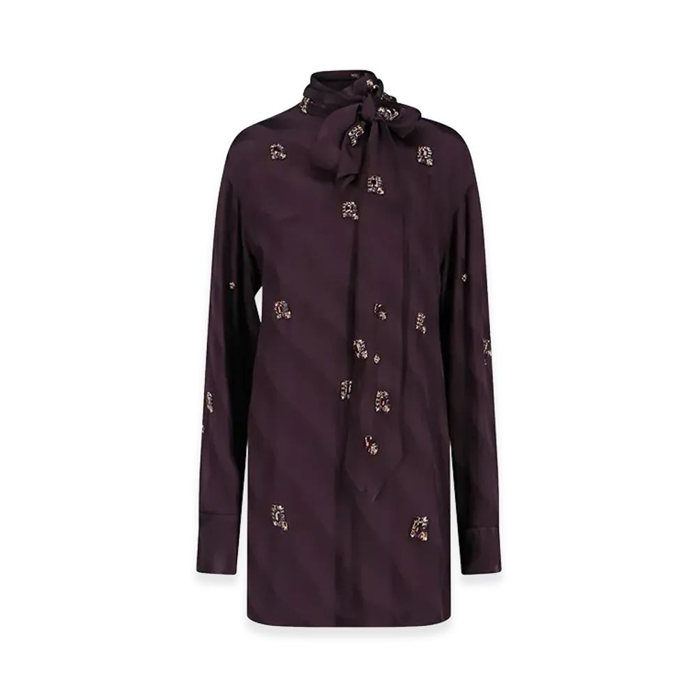DRIES VAN NOTEN Women's Silk Blouse With Crystals "Purple"