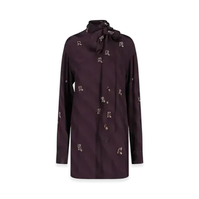 DRIES VAN NOTEN Women's Silk Blouse With Crystals "Purple"