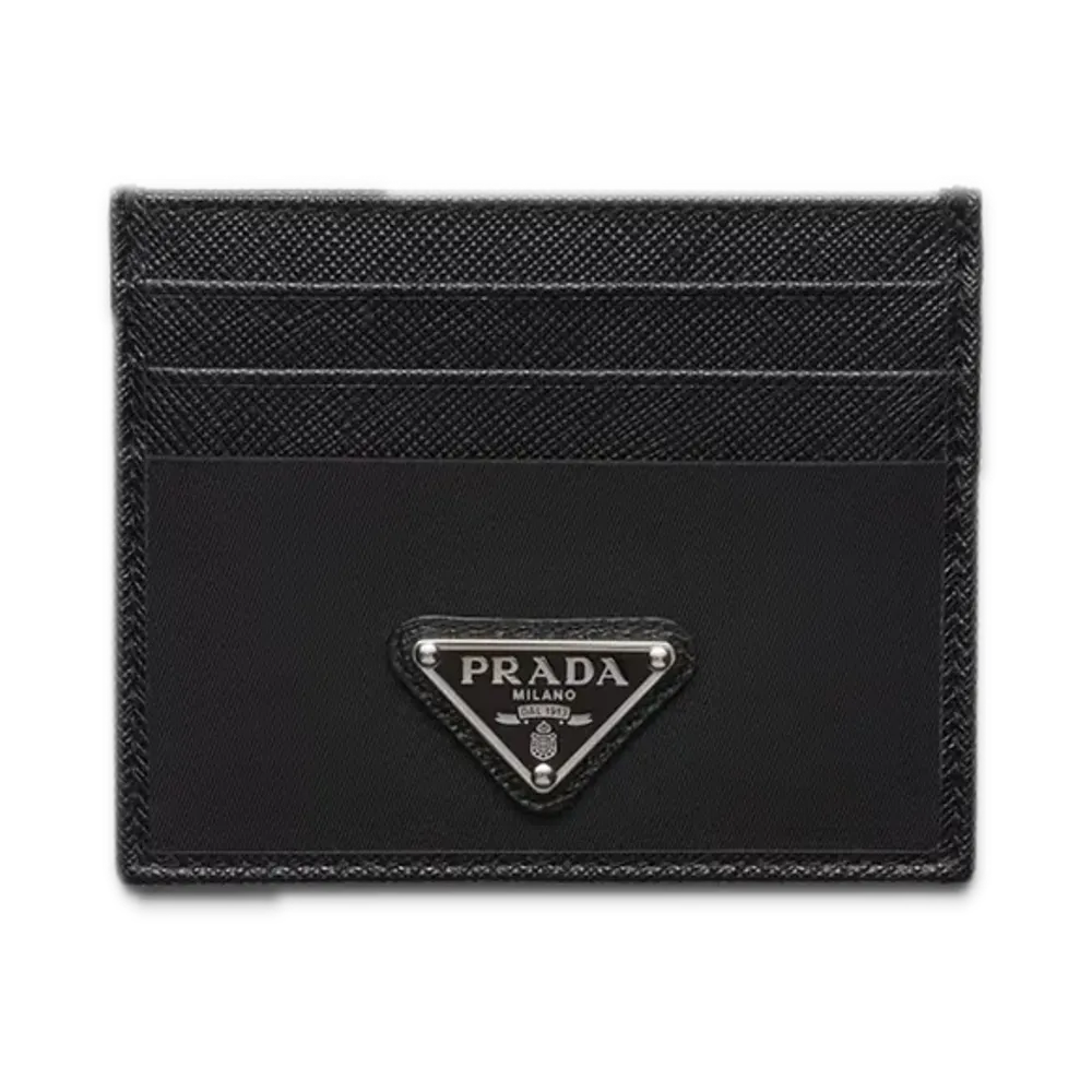 PRADA Re-Nylon x Saffiano Leather Card Case "Black"