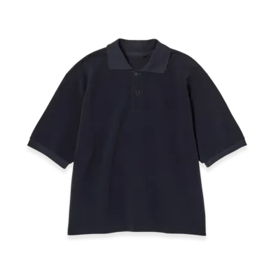 AURALEE High Gauge Pique Polo "Dark Navy"