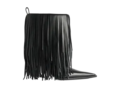 BALENCIAGA Women's Avenue Fringe Ankle Boots "Black"