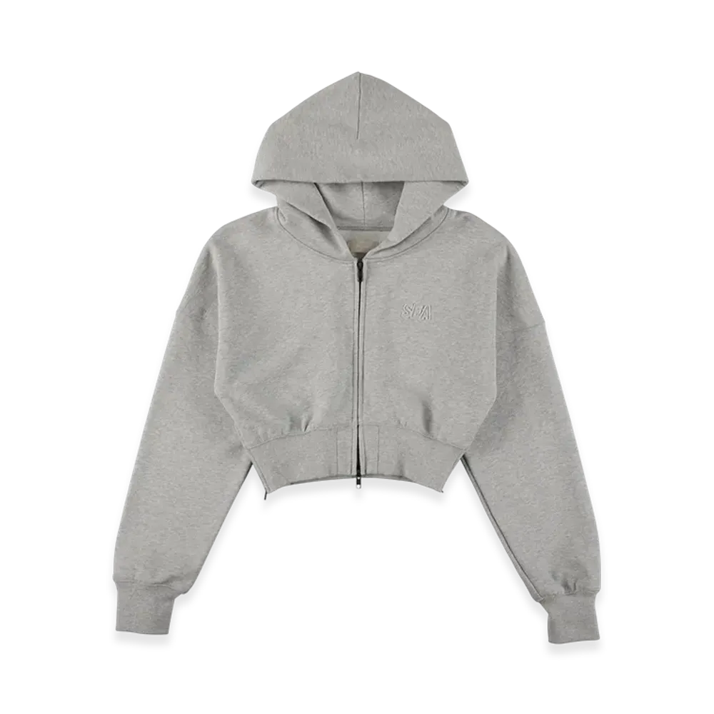 WIND AND SEA Cozy Zip Cropped Hooded Sweatshirt(Ladies) "Heather Gray"