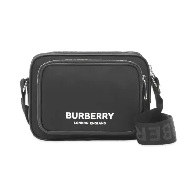 Burberry Logo Print Nylon Cross Body Bag "Black"