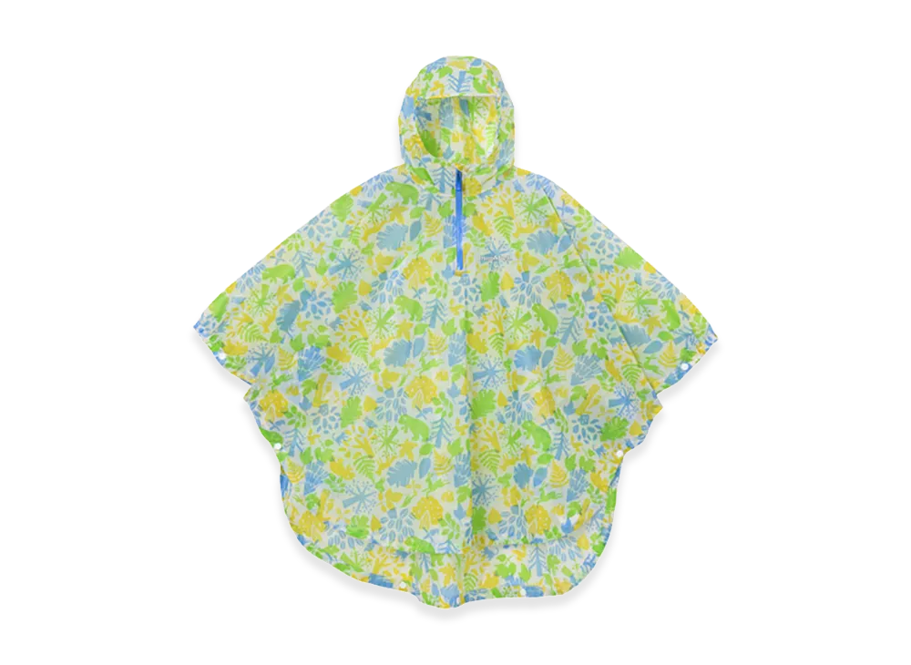 mont-bell Kid's Print Trekking Rain Poncho 115-145 "Green"