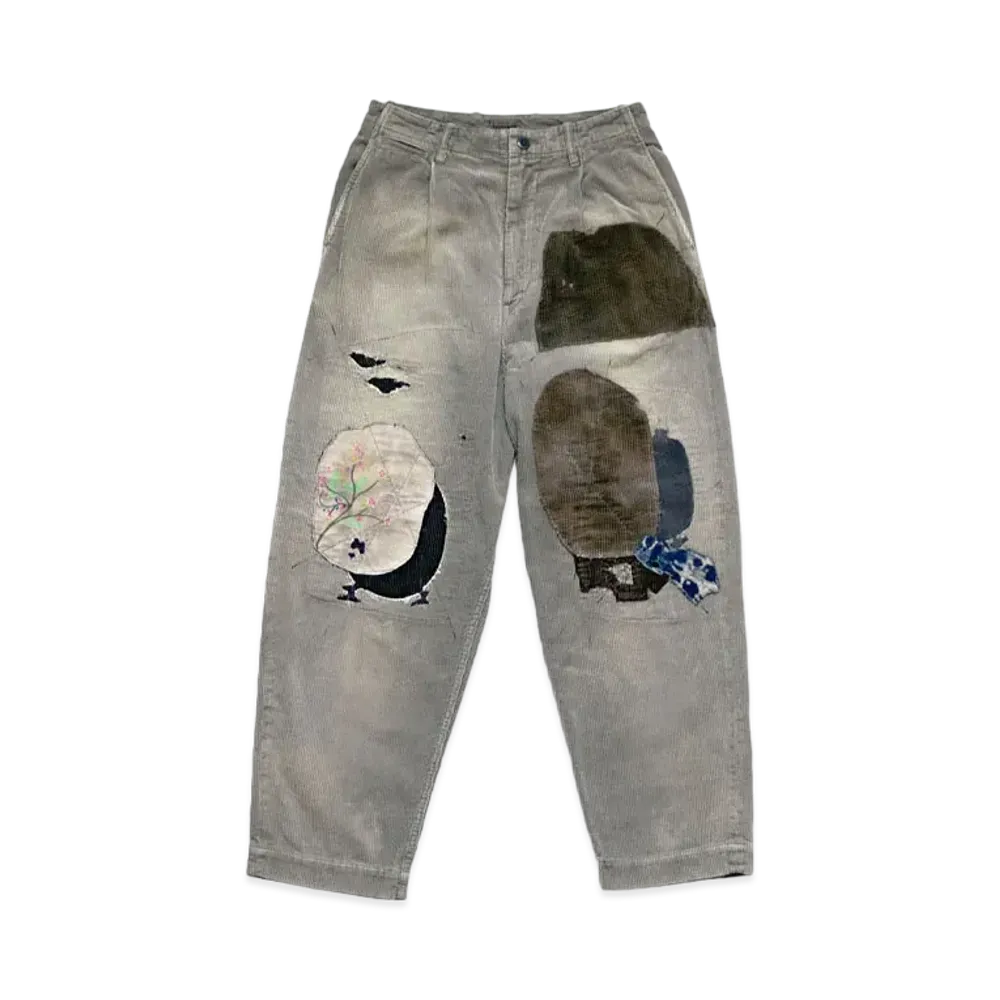 KAPITAL 8W CORDUROY HIGH WATER WATER NEAM PANTS GYPSY PATCH REMAKE "Gray"