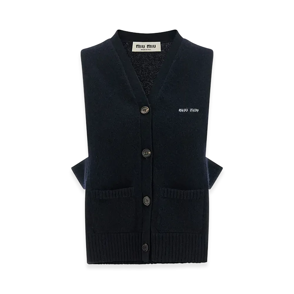 MIU MIU Women's Cashmere Vest "Midnight Blue"
