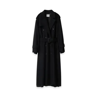 MIU MIU Women's Double Breasted Velour Coat "Black"