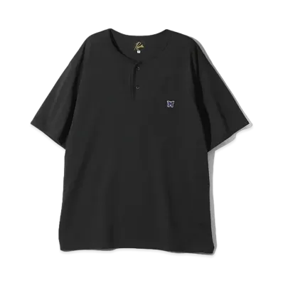 Needles S/S Henley Neck Tee - Poly Jersey "Black"
