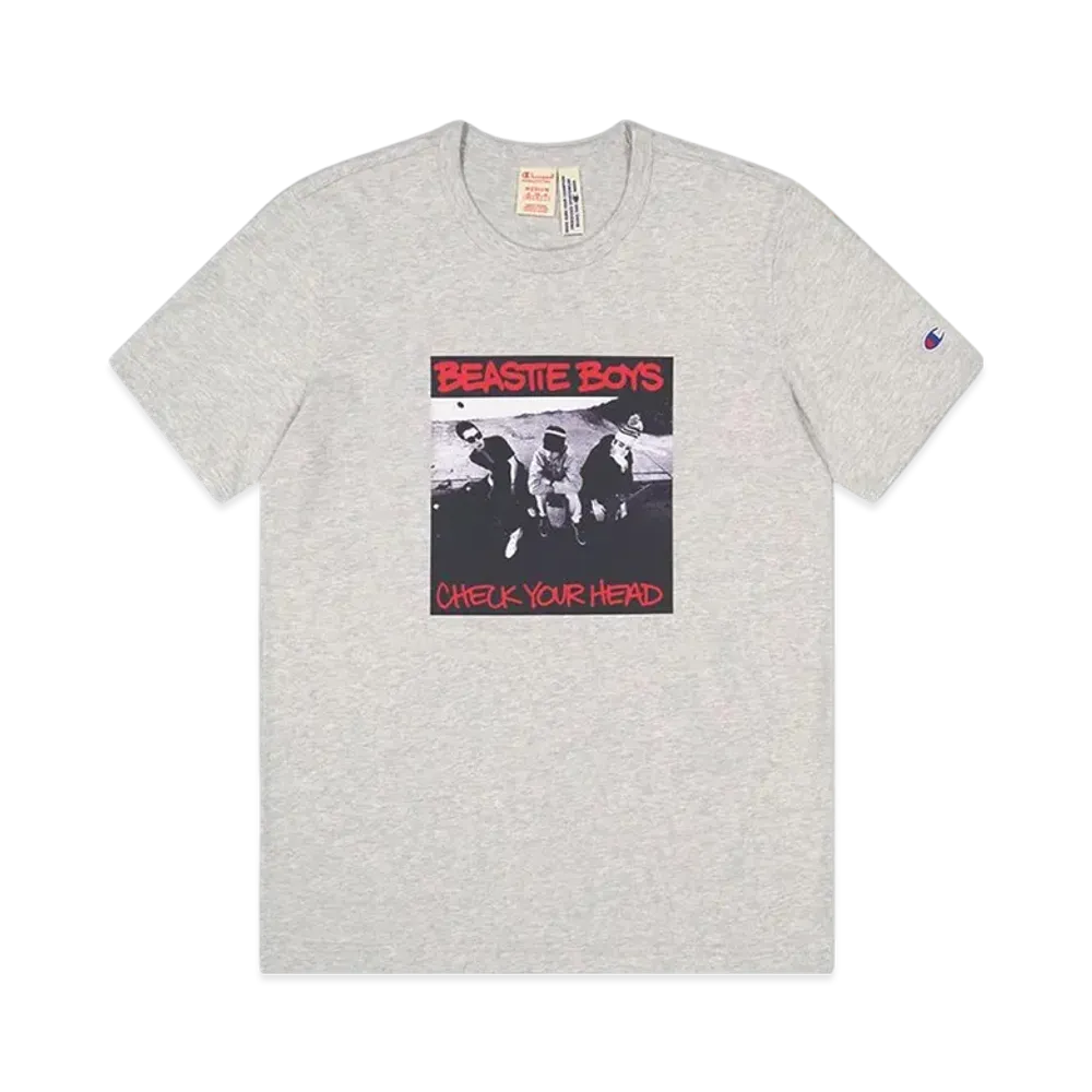 Champion x Beastie Athletic Jersey Combed Check Your Head Crewneck T-Shirt "Grey"
