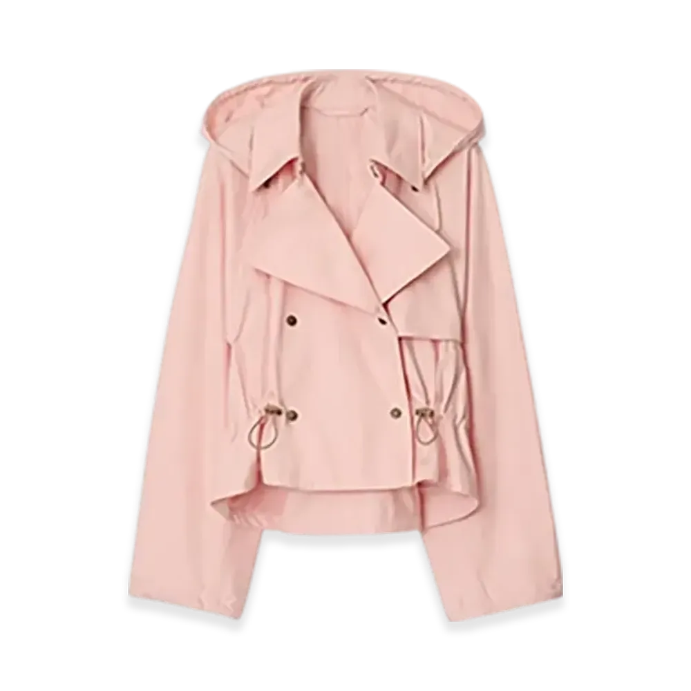 Burberry Tropical Gabardine Hooded Trench Jacket "Flora"
