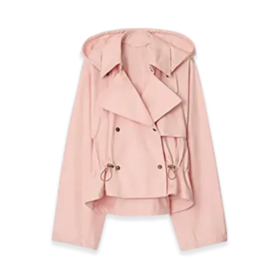 Burberry Tropical Gabardine Hooded Trench Jacket "Flora"