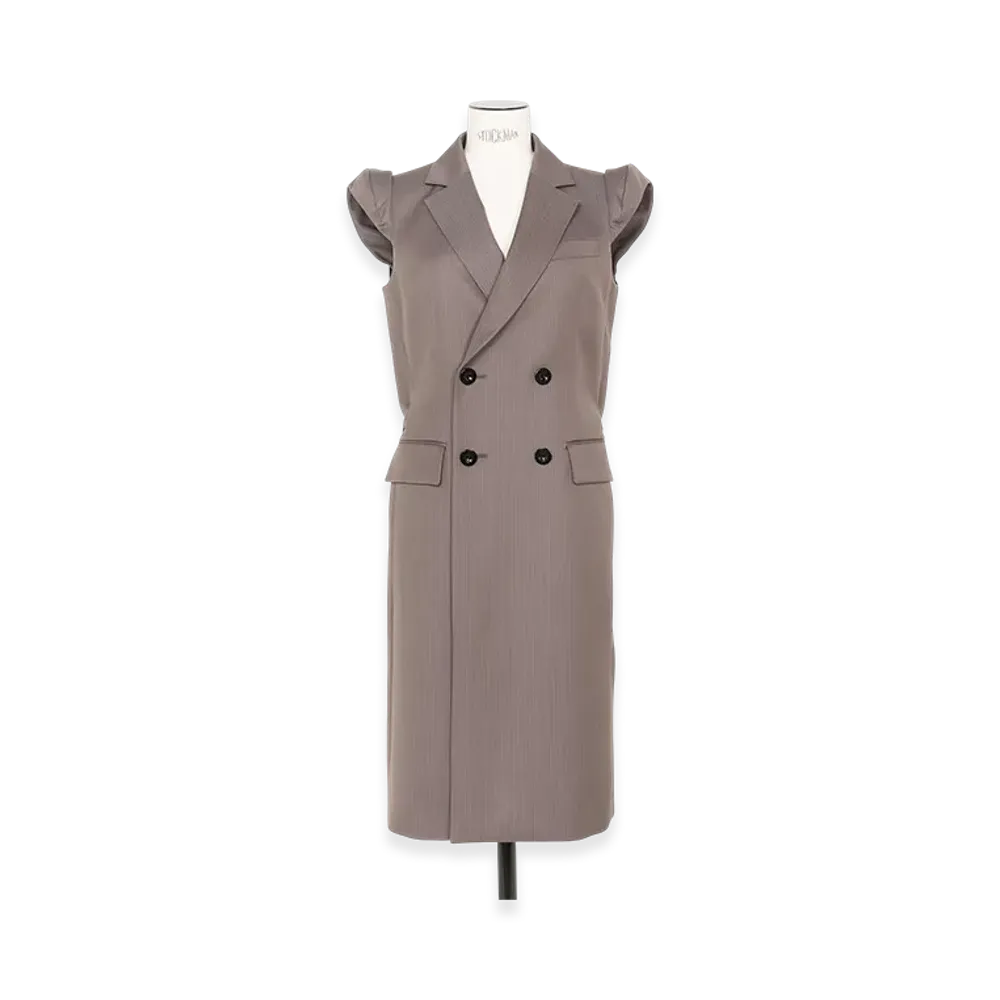 sacai Doeskin Mix Long Vest "Taupe/Black"