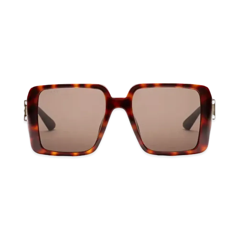 GUCCI Specialized Fit Square Sunglasses Interlocking G "Tortoise Shell"