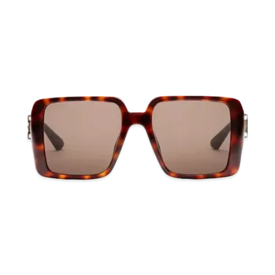 GUCCI Specialized Fit Square Sunglasses Interlocking G "Tortoise Shell"