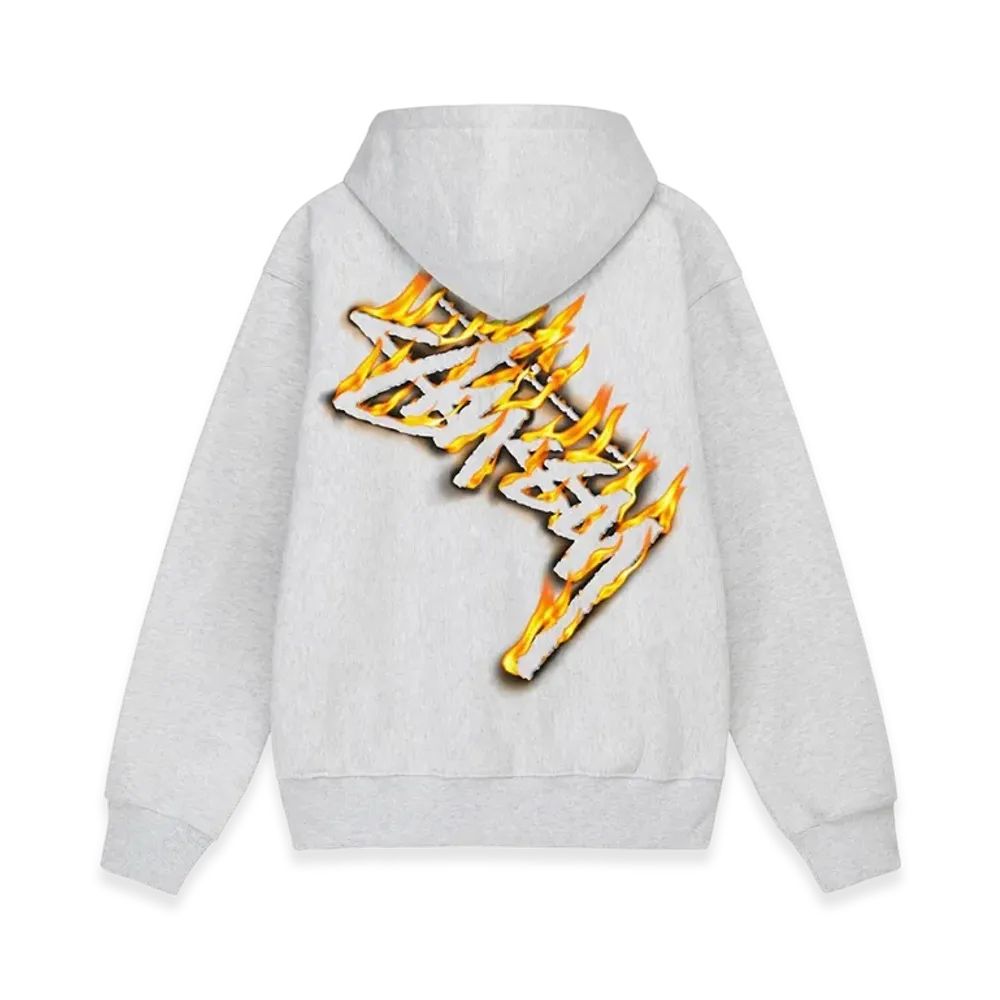 Stussy Burning Stock Zip Hoodie "Ash Heather"
