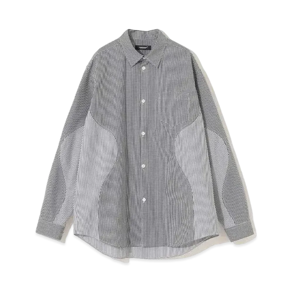 UNDERCOVER Check x Stripe Switching Cotton Shirt "Black CK"