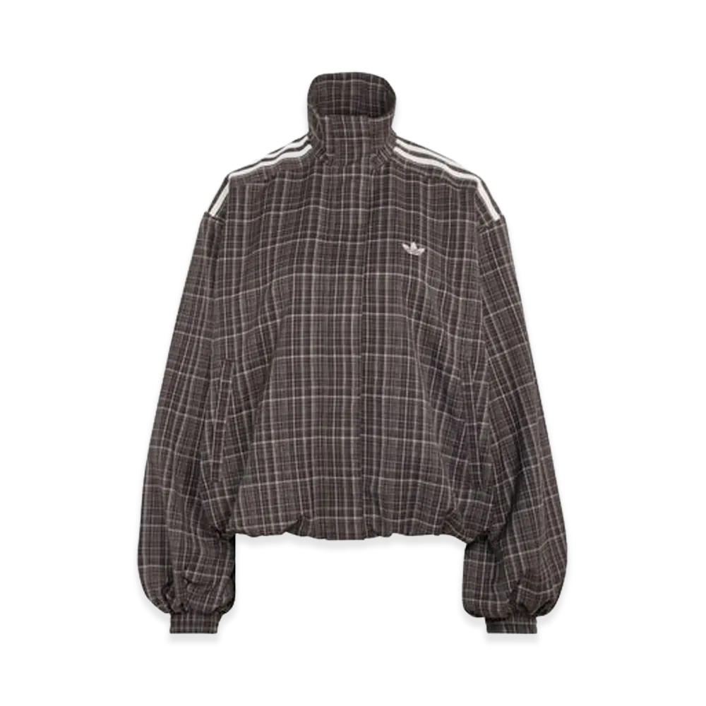 adidas Blousy Check Track Top "Night Brown"