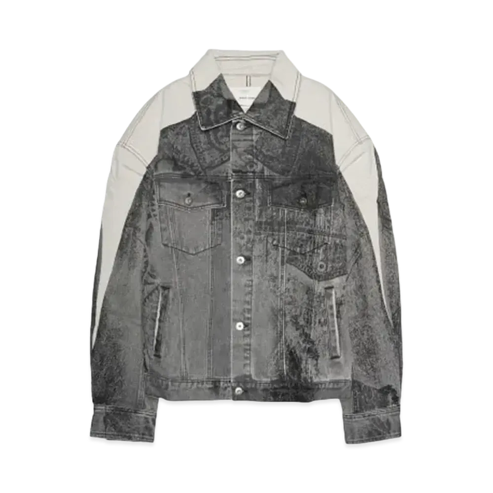 Feng Chen Wang DENIM DECONSTRUCTION PRINTED OVERSIZED JACKET "BLACK"