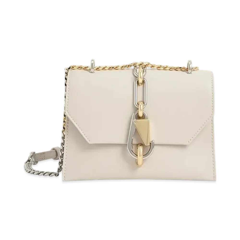 CHARLES & KEITH Metallic Accent Turnlock Crossbody Bag "Ivory"