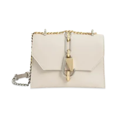 CHARLES & KEITH Metallic Accent Turnlock Crossbody Bag "Ivory"