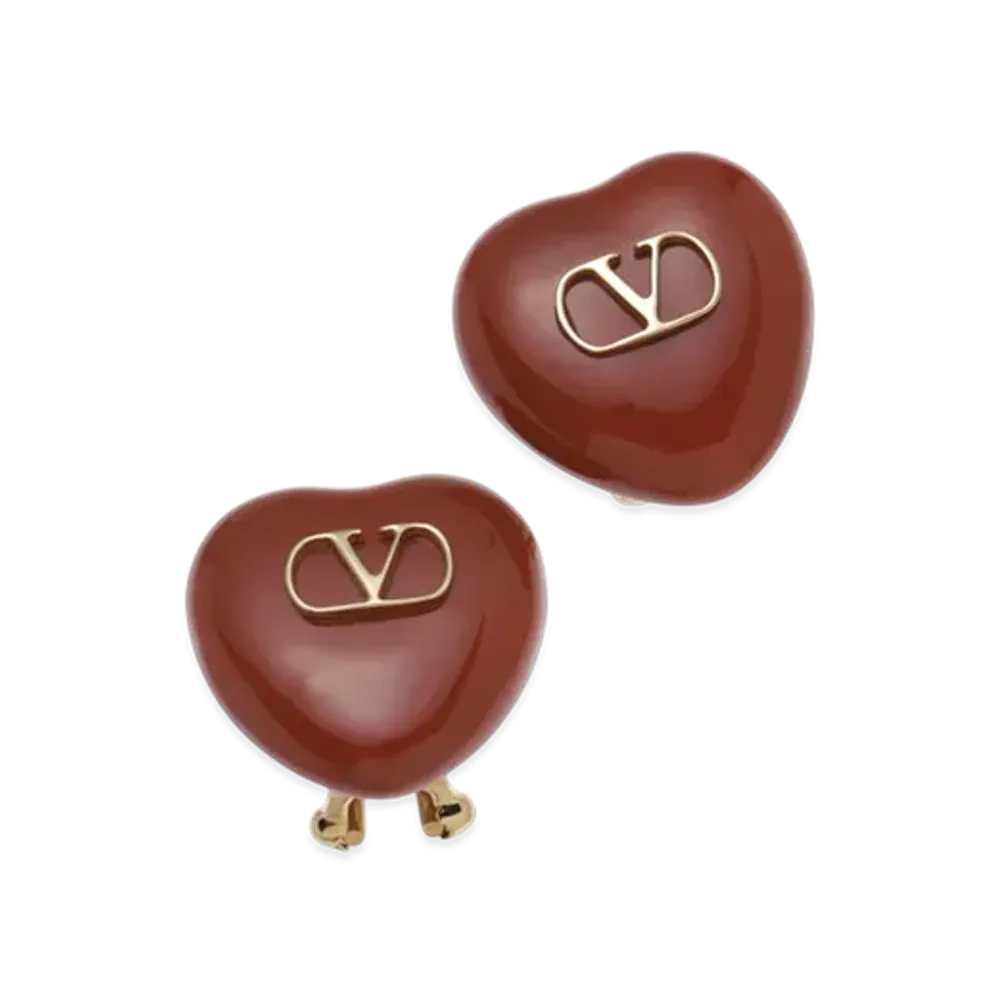Valentino Coeur Royal Heart Earrings "Gold/Red"