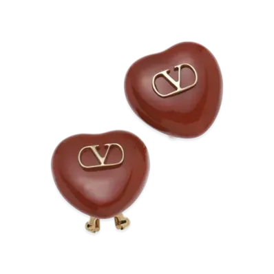 Valentino Coeur Royal Heart Earrings "Gold/Red"